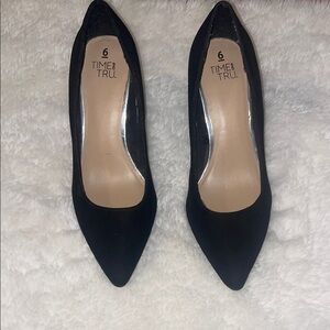 Time and Tru Black Heels Classic Pointed-Toe Pumps